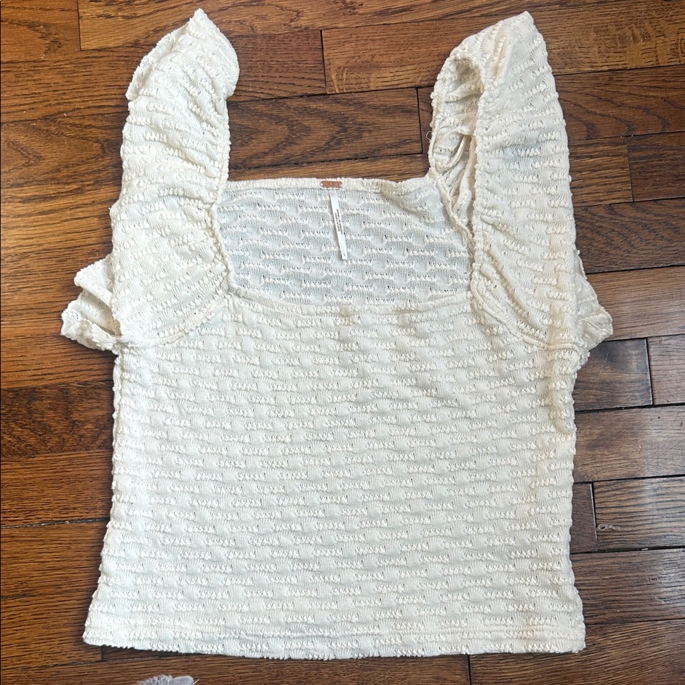 Free People Cream Textured Knit Tank